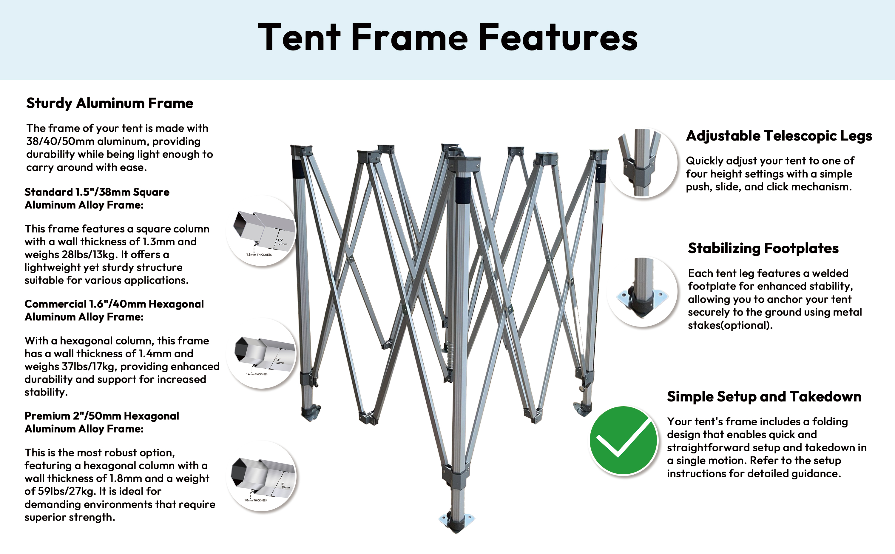 Custom Canopy Tent Frame Features